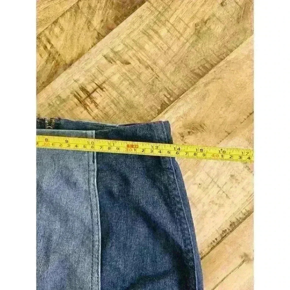 Free People Modern Femme Denim Color Block Mini Skirt Size 2 - Picture 5 of 7